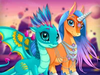 image bg Cute Unicorns And Dragons Puzzle