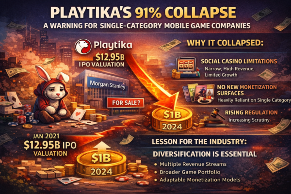 Playtika’s 91% Collapse: A Warning for Single-Category Mobile Game Companies